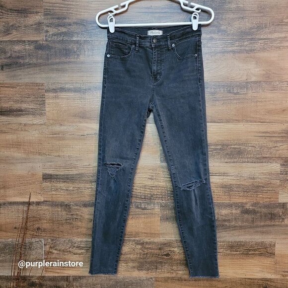 Madewell Jeans 26 Skinny 9" High Rise Black Sea Wash A8535 Tummy Control Stretch - Picture 1 of 12